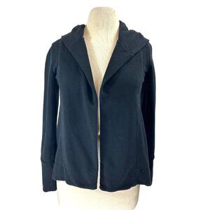 James Perse Jacket Women Small Black Open Front Hooded Pumice Avant- garden